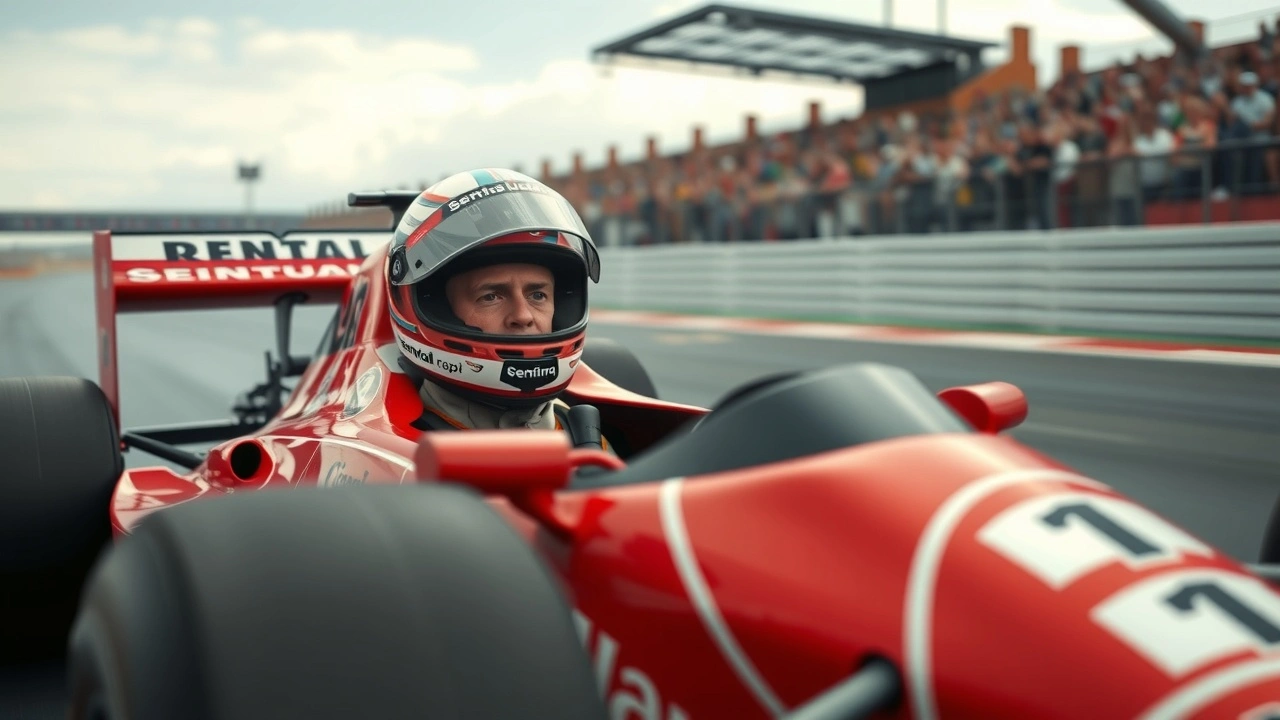 Ayrton Senna dans une voiture de Formule 1 en course