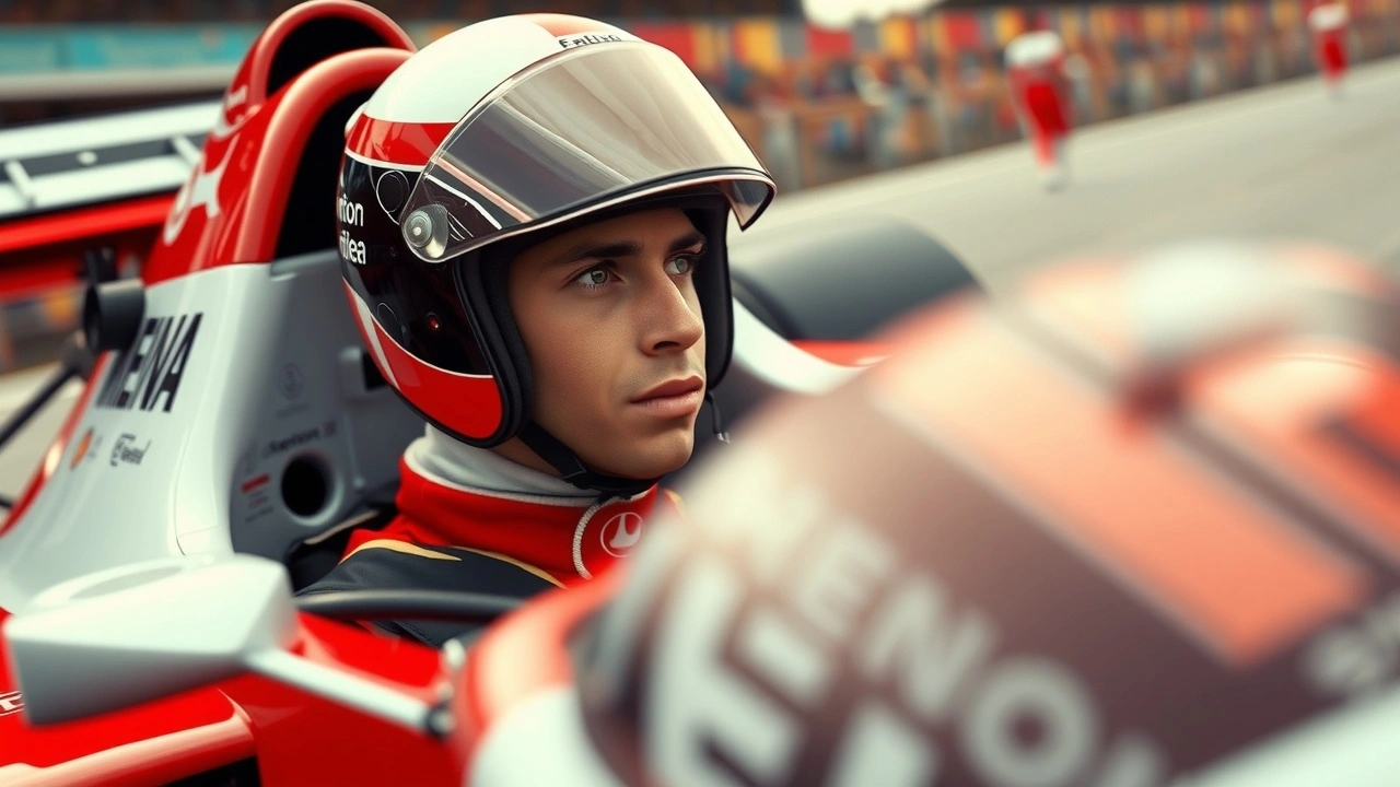 Ayrton Senna dans une voiture de Formule 1 en course