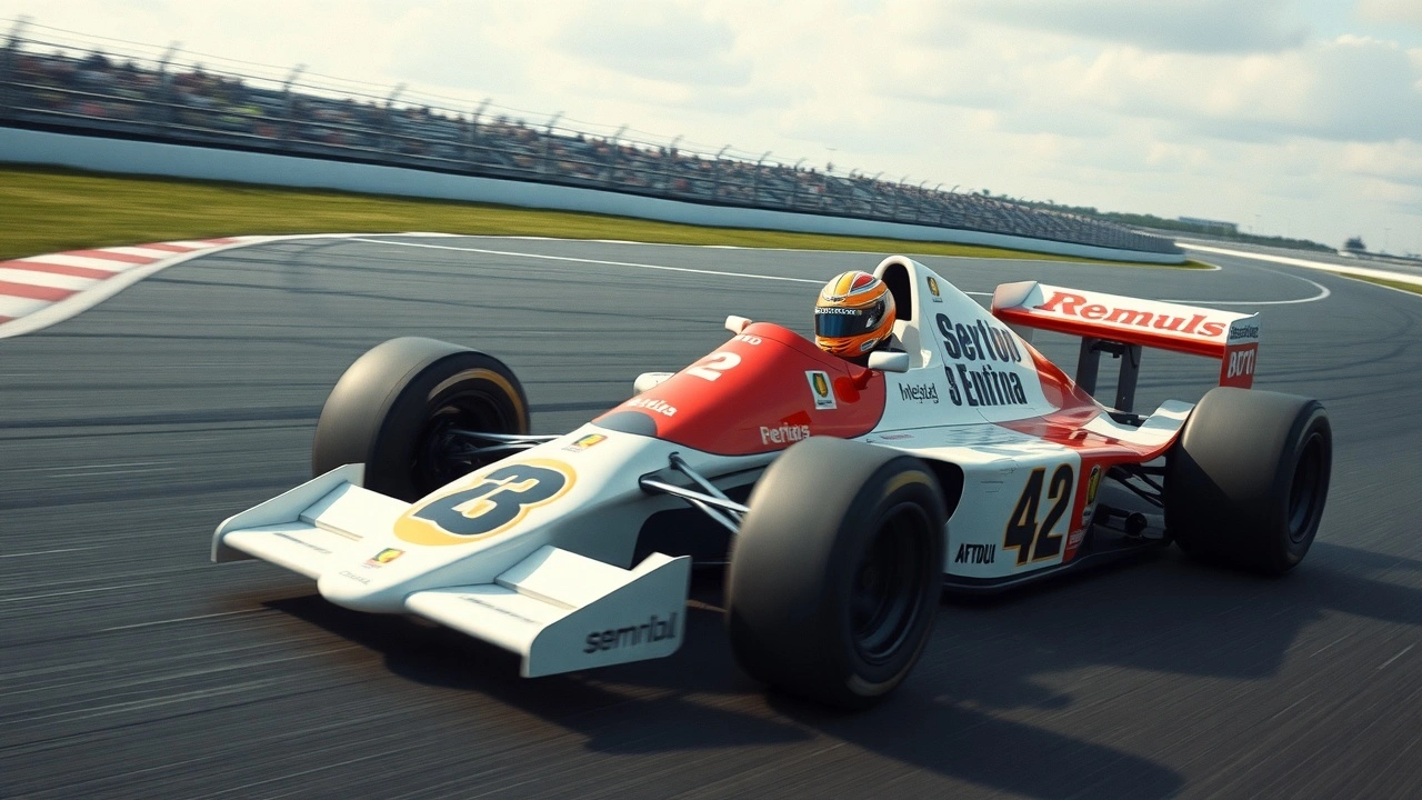 Ayrton Senna conduisant une voiture de Formule 1