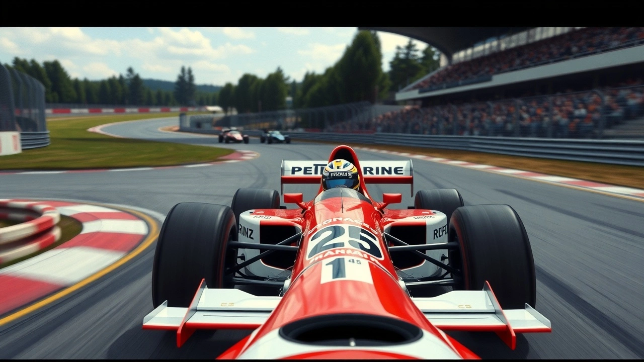 Ayrton Senna au volant d'une voiture de Formule 1