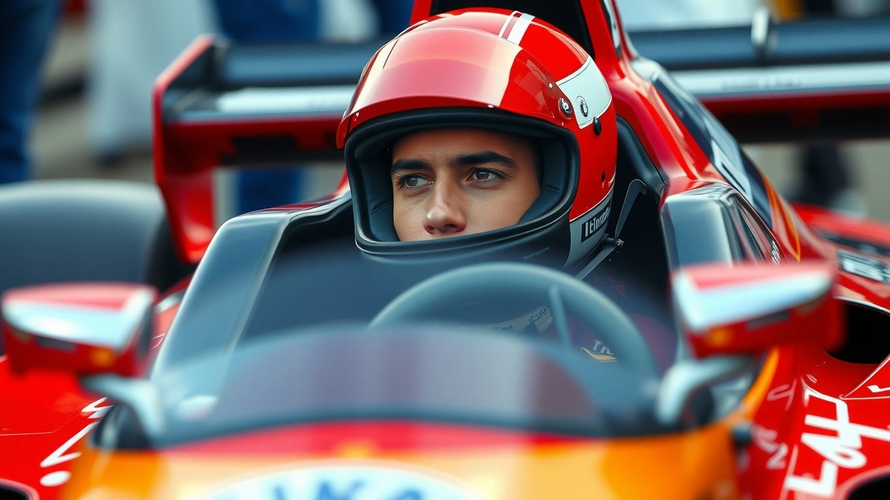 Ayrton Senna dans une voiture de Formule 1 en préparation