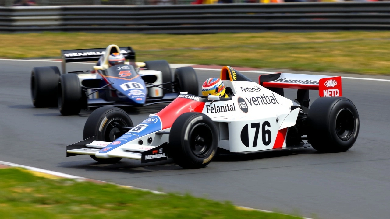 Ayrton Senna et Nelson Piquet en course