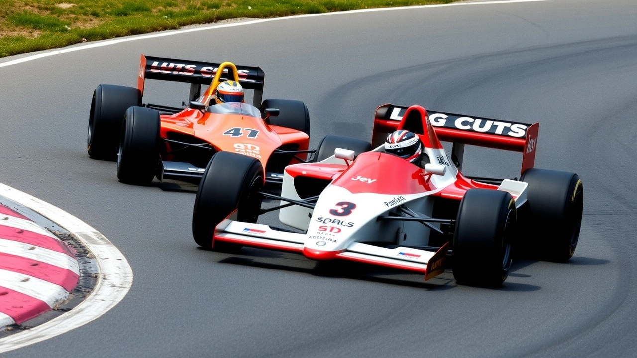 Ayrton Senna et Nelson Piquet en course