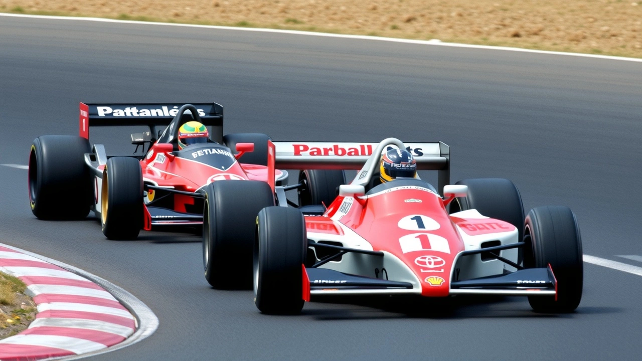 Ayrton Senna et Nigel Mansell en course