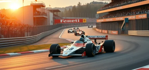 Illustration d'Ayrton Senna montrant sa stratégie de course sur un circuit de Formule 1.