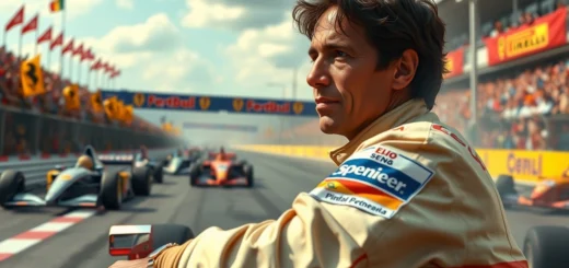 Illustration d'Ayrton Senna et de son engagement humanitaire à travers la passion du sport automobile.