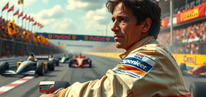 Illustration d'Ayrton Senna et de son engagement humanitaire à travers la passion du sport automobile.