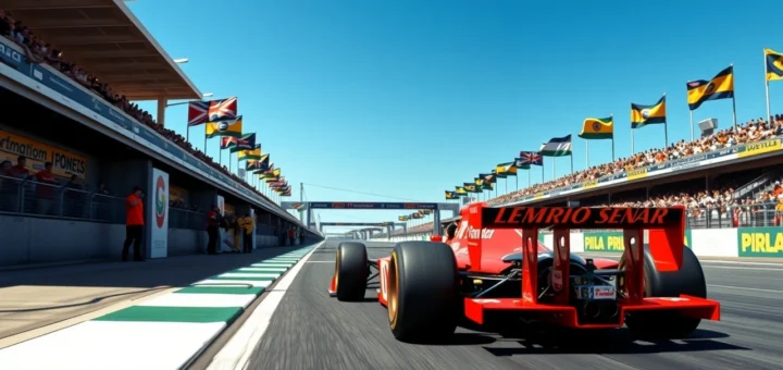 Une illustration de la détermination et du leadership d'Ayrton Senna sur la piste de Formule 1.