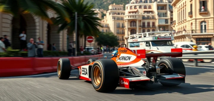 Une image d'Ayrton Senna courant à Monaco, capturant l'énergie et l'excitation de ses moments mémorables.