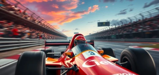 Ayrton Senna en pleine course, un pionnier du pilotage dans le sport automobile.