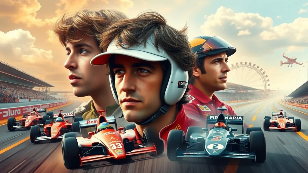 Illustration d'Ayrton Senna montrant son évolution au fil des décennies dans la Formule 1.