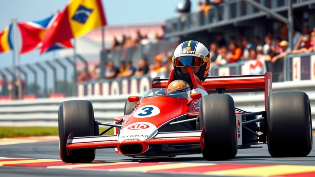 Une image photoréaliste illustrant Ayrton Senna en pleine course, mettant en avant ses techniques et stratégies innovantes.