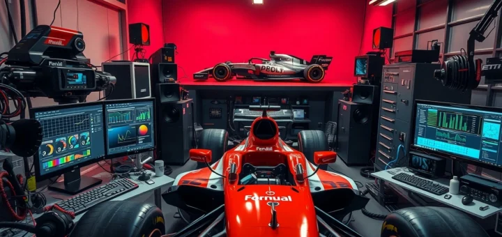 Une représentation photoréaliste du bureau d'un ingénieur de F1, soulignant l'importance de leur rôle dans la performance des équipes.