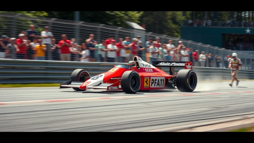 Une image illustrant la carrière d'Alain Prost sur la piste, mettant en avant sa créativité et son audace.