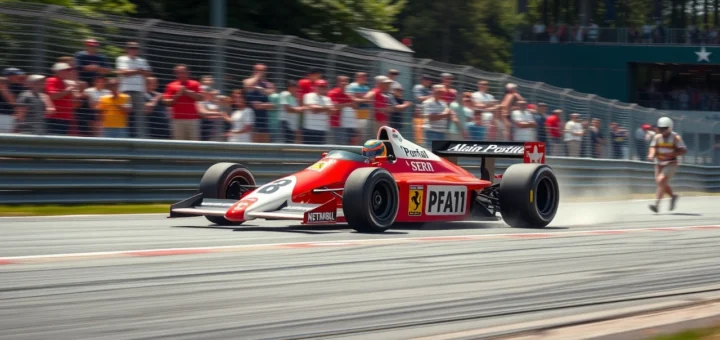 Une image illustrant la carrière d'Alain Prost sur la piste, mettant en avant sa créativité et son audace.