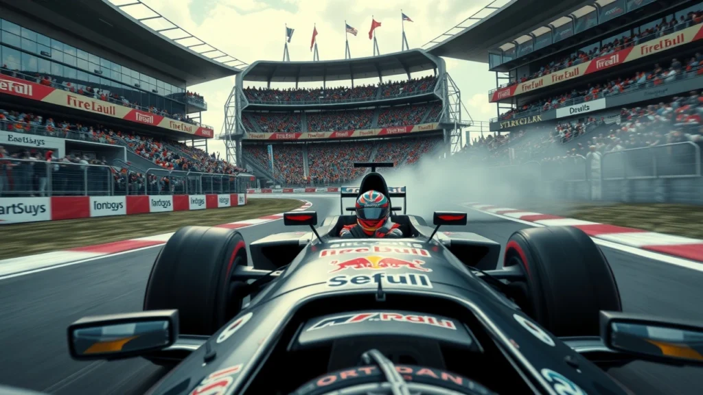 Une scène illustrant Jules Bianchi pilotant sa voiture de Formule 1, montrant les défis de la sécurité en course.