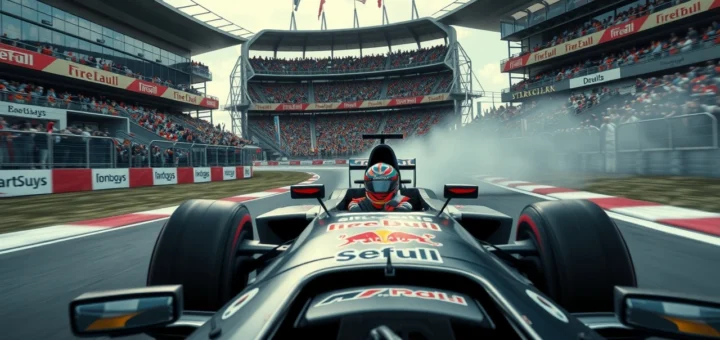 Une scène illustrant Jules Bianchi pilotant sa voiture de Formule 1, montrant les défis de la sécurité en course.