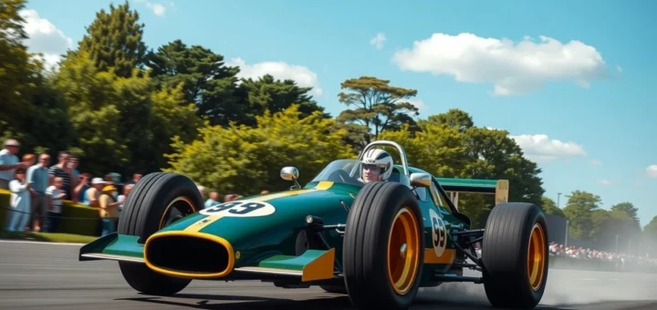 Célébration du 40e anniversaire de la première victoire d'Ayrton Senna à Estoril au Goodwood Festival of Speed 2025 avec la Lotus 97T conduite par Bruno Senna.