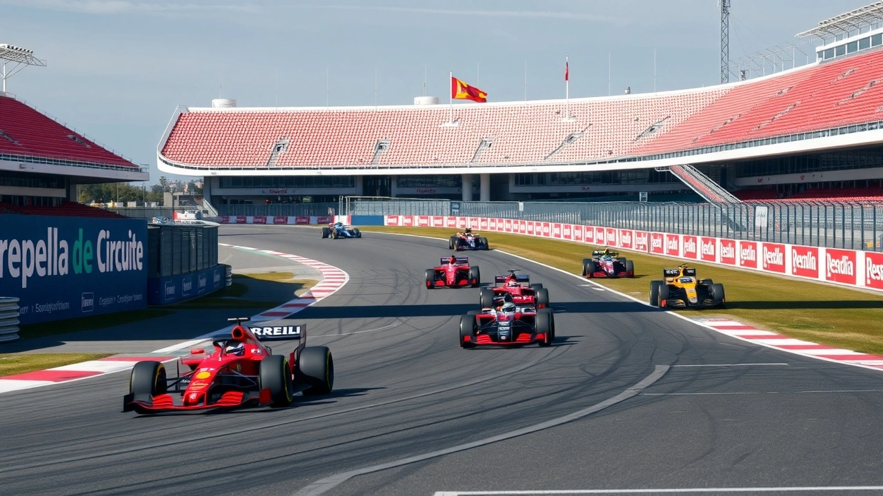 Circuit de Barcelone avec des voitures de F1 sur la piste