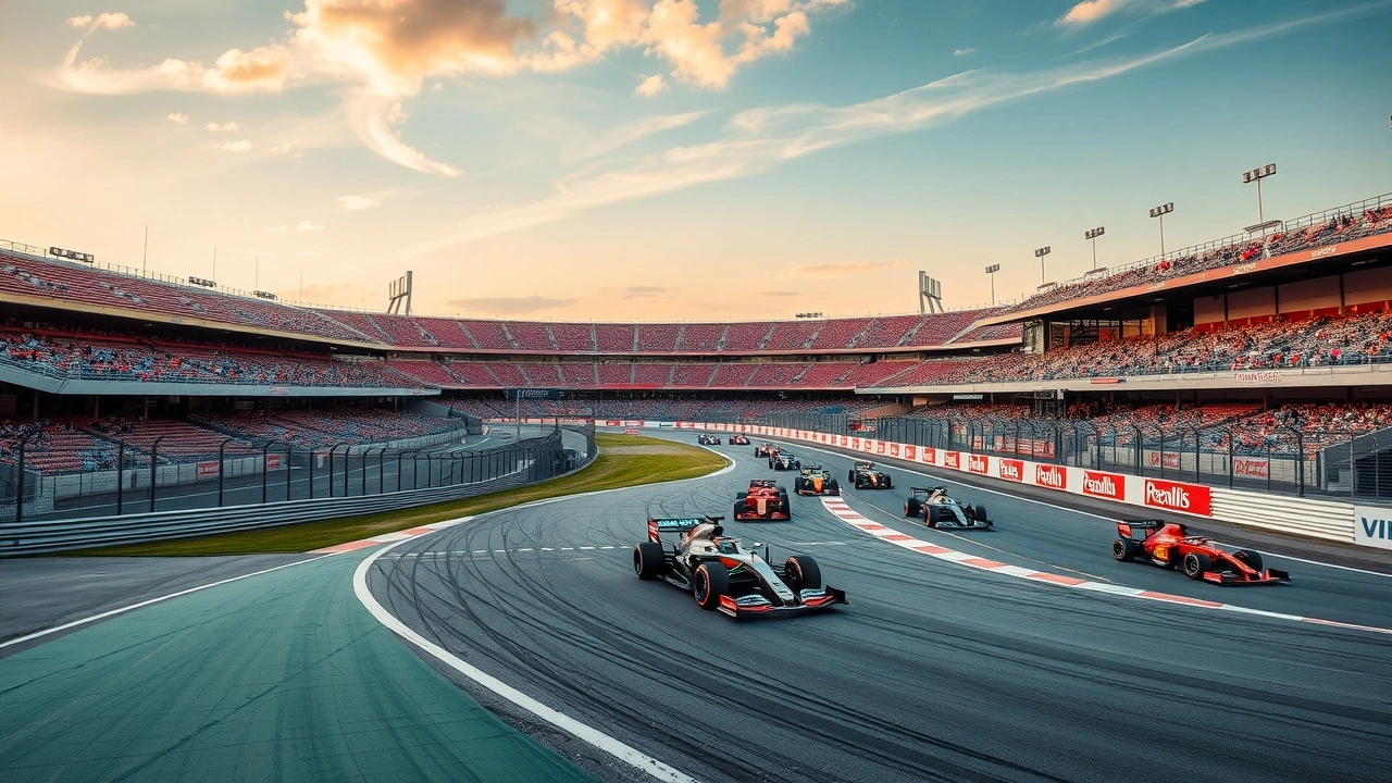 circuit de barcelone avec des voitures de f1 en course