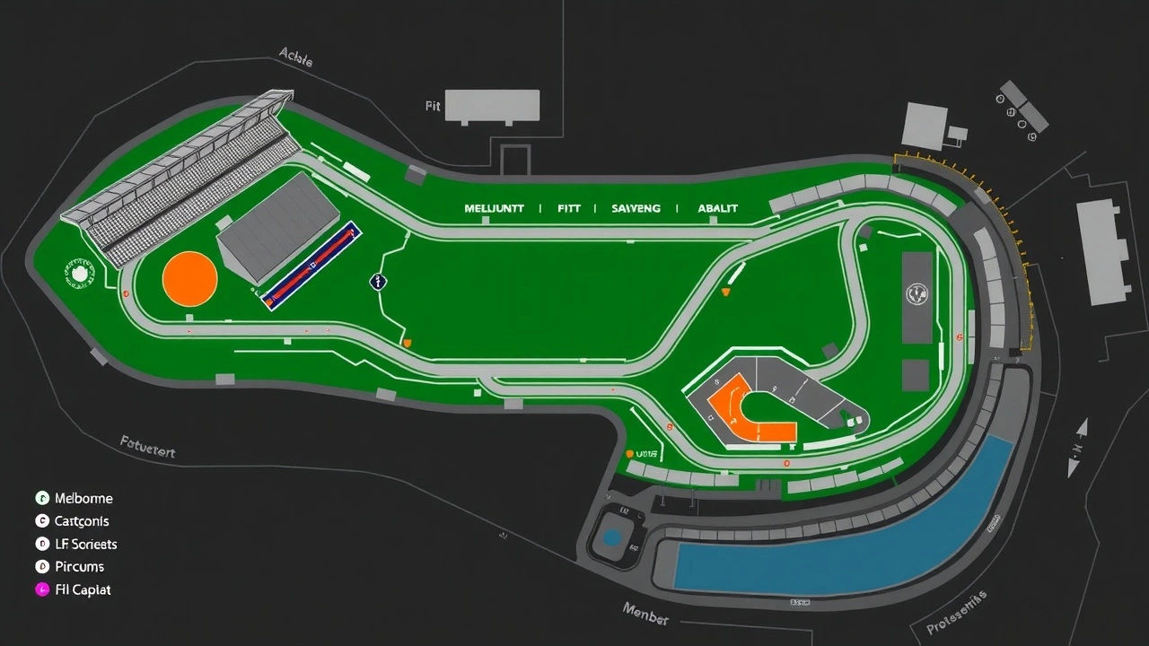 vue du circuit de Melbourne avec ses caractéristiques techniques