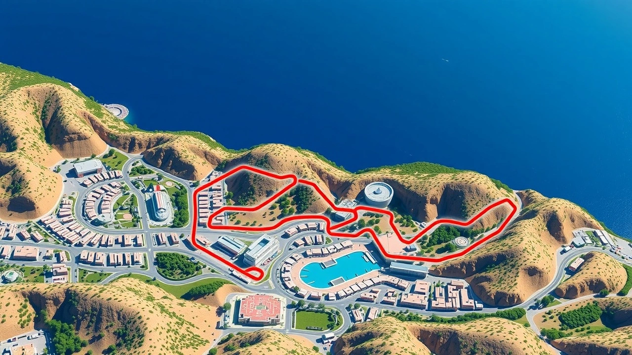 circuit de Monaco avec reliefs et tracé détaillé