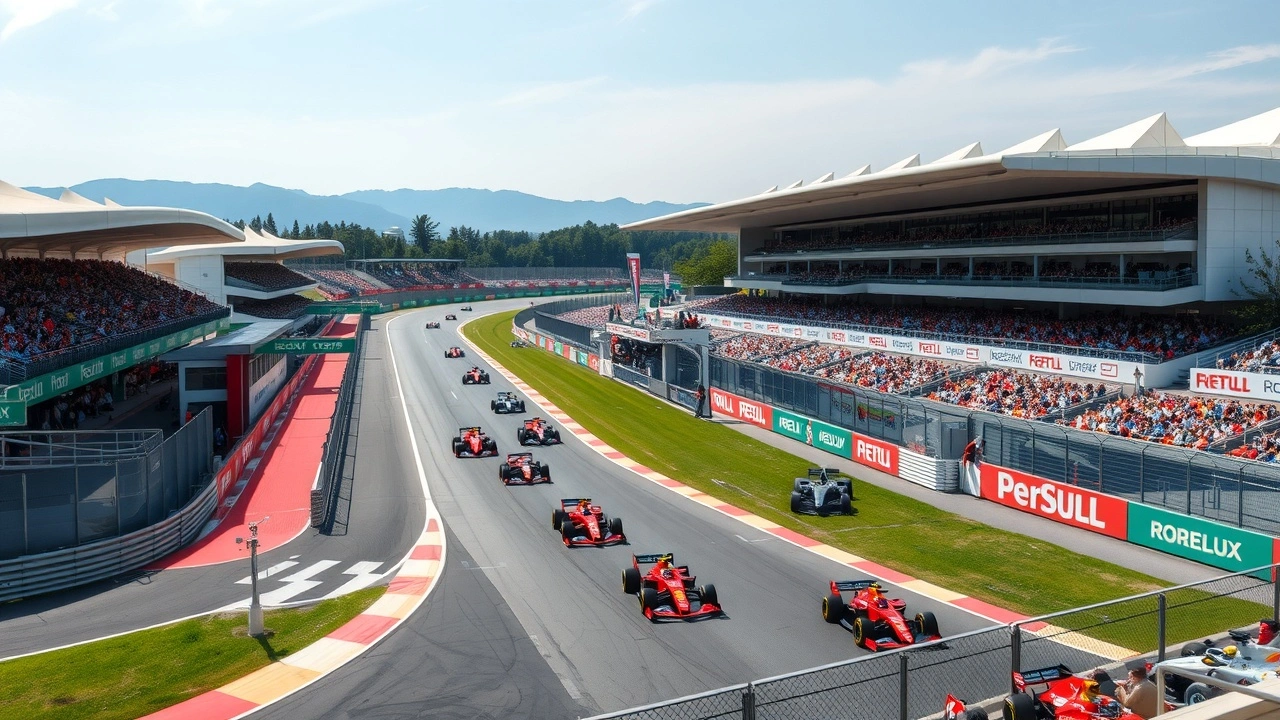 photographie du circuit de Monza avec voitures de Formule 1