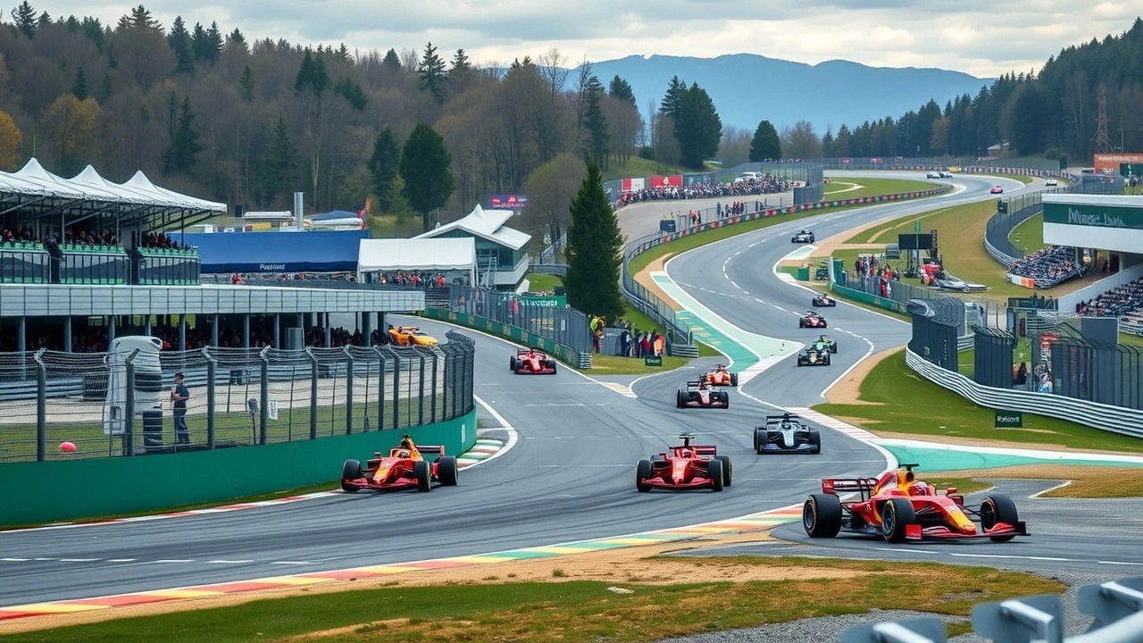 circuit de Spa-Francorchamps avec voitures de F1 en course