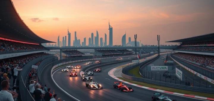 Scène palpitante du circuit d'Abou Dabi lors d'une finale de championnat