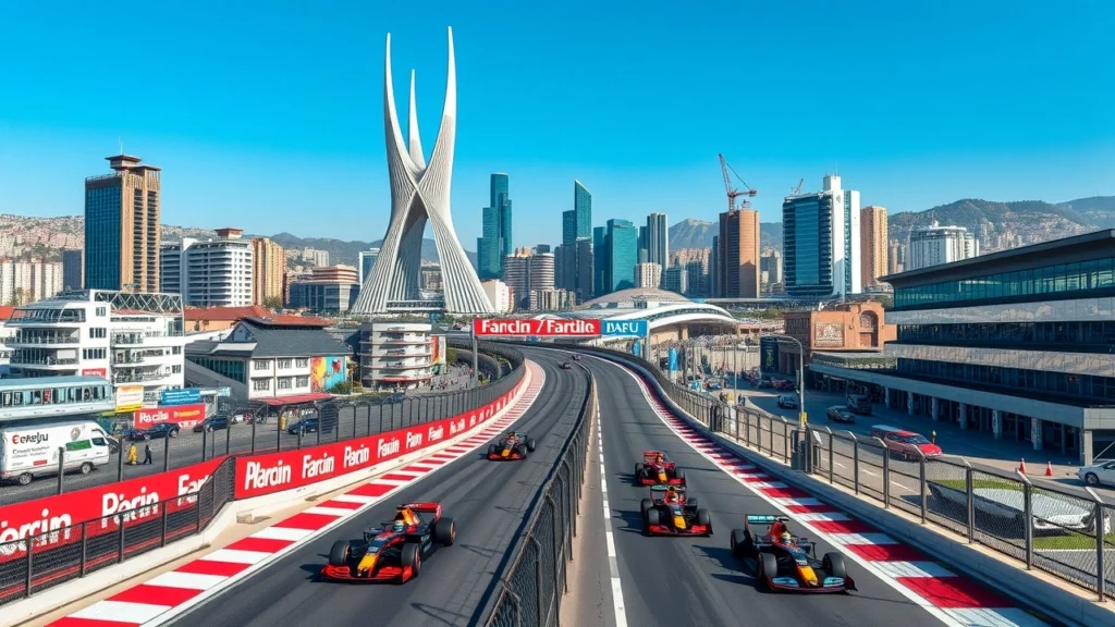 Circuit de Baku avec ses défis urbains pour les pilotes de F1.