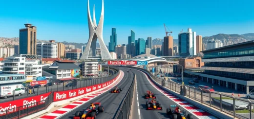 Circuit de Baku avec ses défis urbains pour les pilotes de F1.