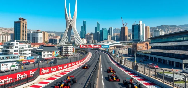 Circuit de Baku avec ses défis urbains pour les pilotes de F1.