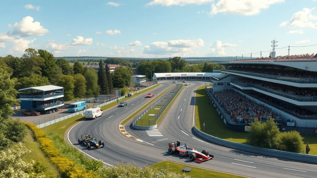 Une représentation photoréaliste du circuit de Silverstone, de son ambiance traditionnelle de la Formule 1.