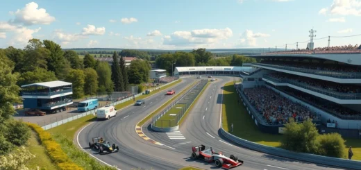Une représentation photoréaliste du circuit de Silverstone, de son ambiance traditionnelle de la Formule 1.