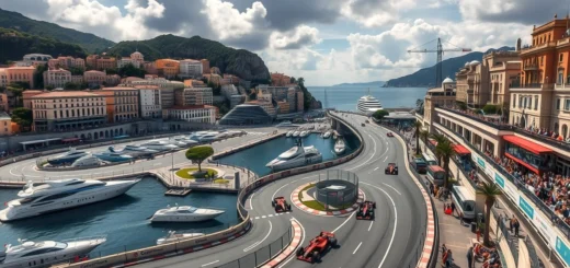 Circuit de Monaco avec voitures de course et spectateurs