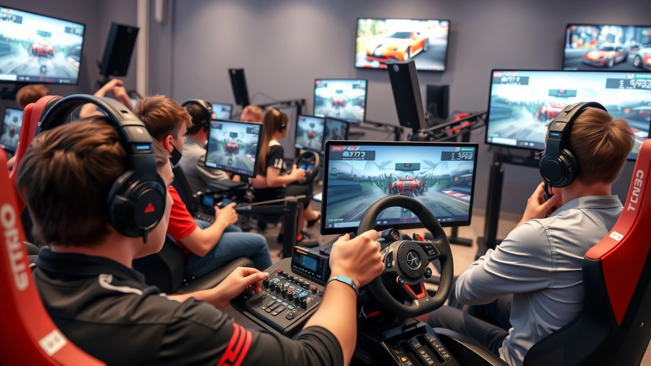course virtuelle de course auto avec participants divers