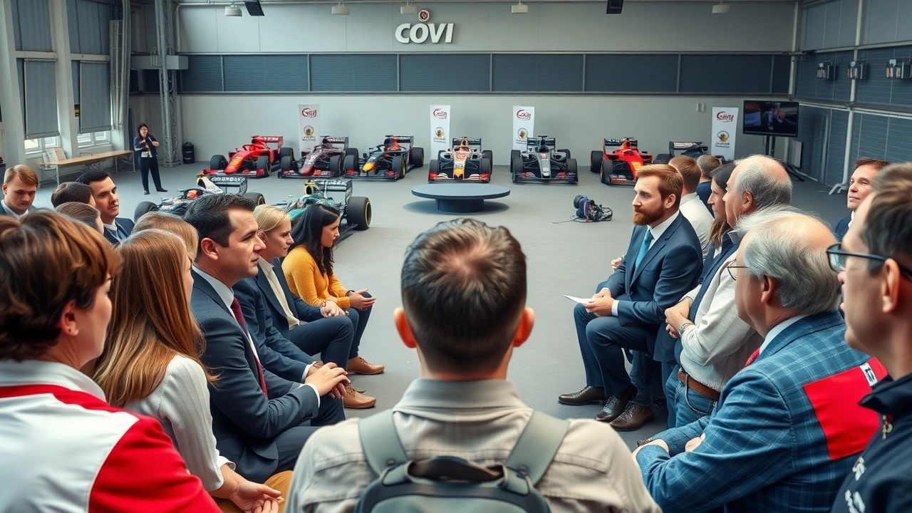 groupe de personnes debattant de la formule 1