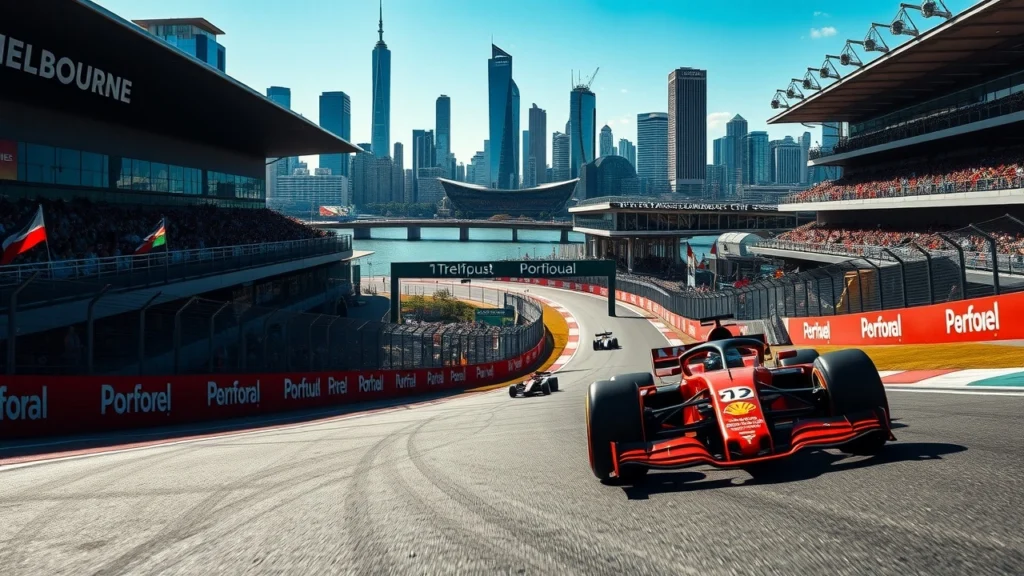 Illustration des défis modernes au circuit de Melbourne lors des Grands Prix de Formule 1.