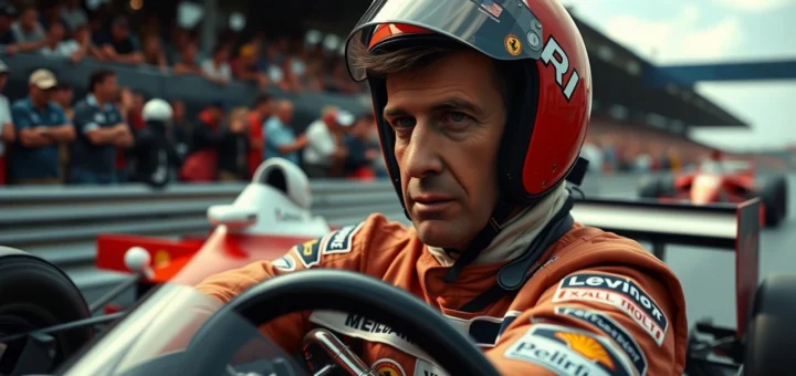 Une illustration photographique d'Alain Prost en pleine course de F1, capturant sa passion et ses triomphes.