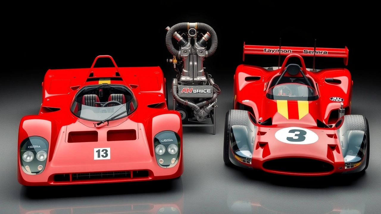 deux voitures de course et un moteur V10