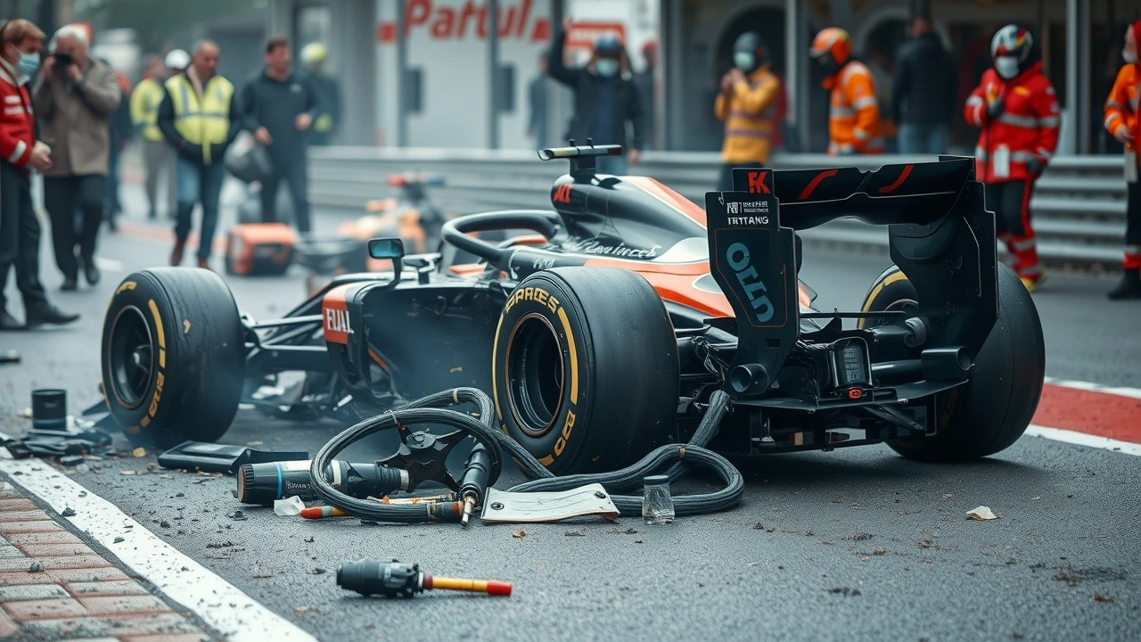 épave d'une voiture de Formule 1 à Imola