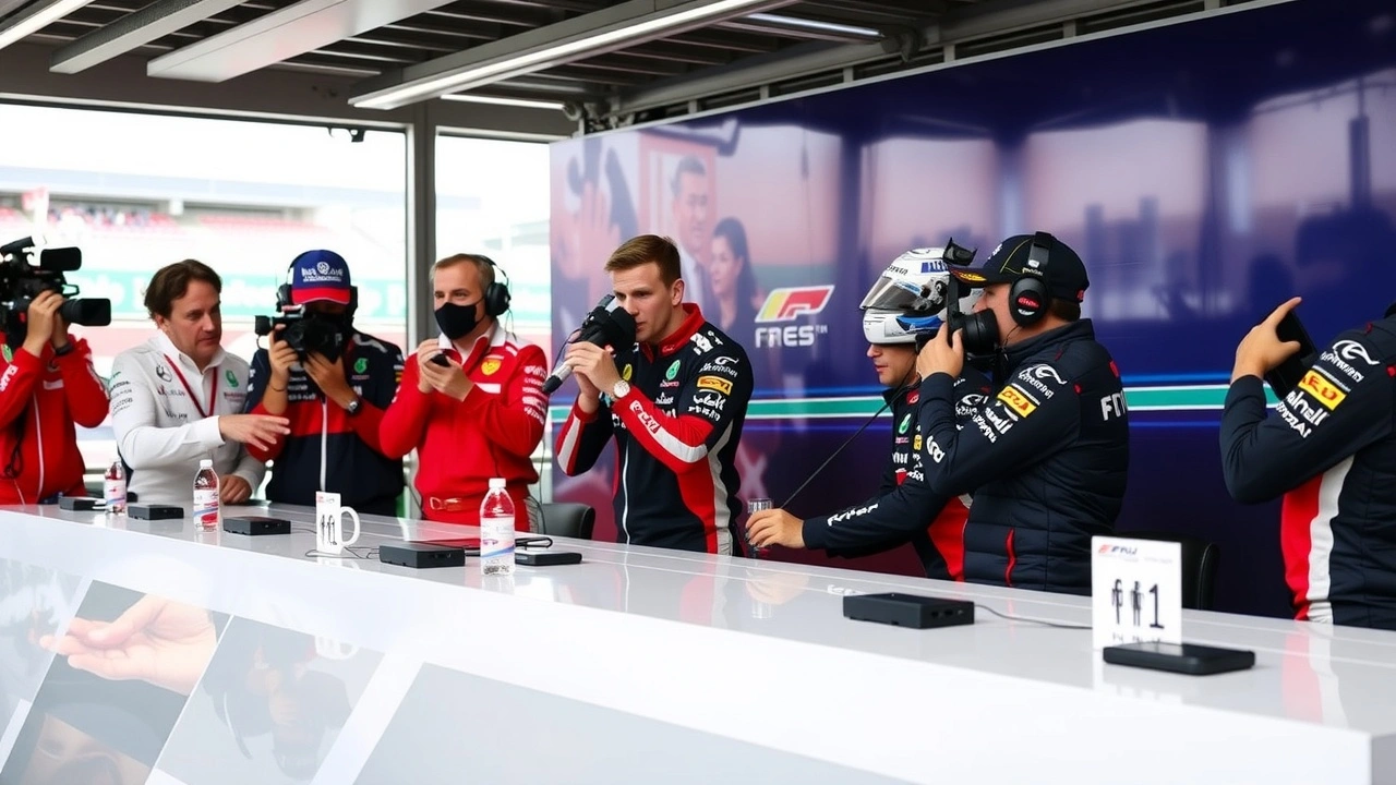 équipe de Formule 1 lors d'une conférence de presse