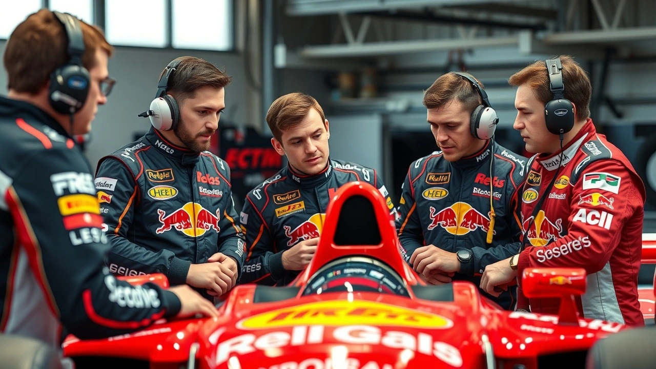 membres d equipe de course avec representants de marque