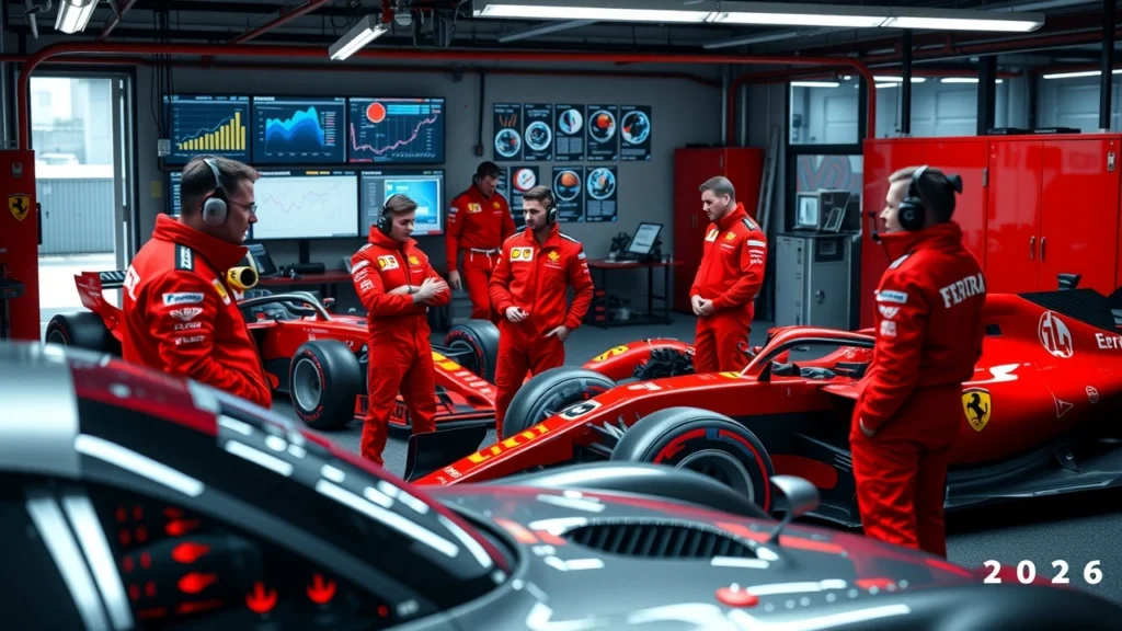 Une image montrant l'équipe Ferrari se préparant pour la saison 2026 après une année 2025 décevante.