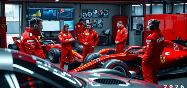 Une image montrant l'équipe Ferrari se préparant pour la saison 2026 après une année 2025 décevante.