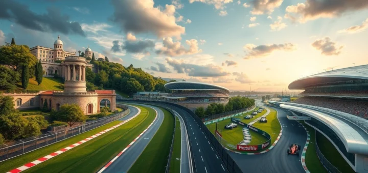 Illustration de l'évolution des circuits de Formule 1, alliant tradition et modernité.