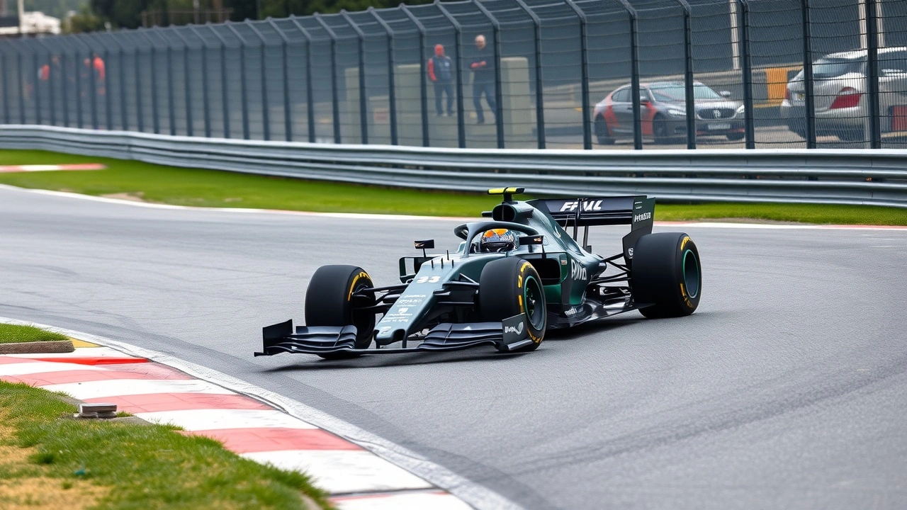 voiture de F1 avec systèmes de contrôle actif sur circuit
