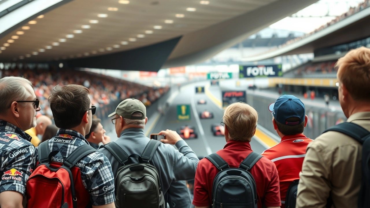 groupe divers de fans de Formule 1 au circuit