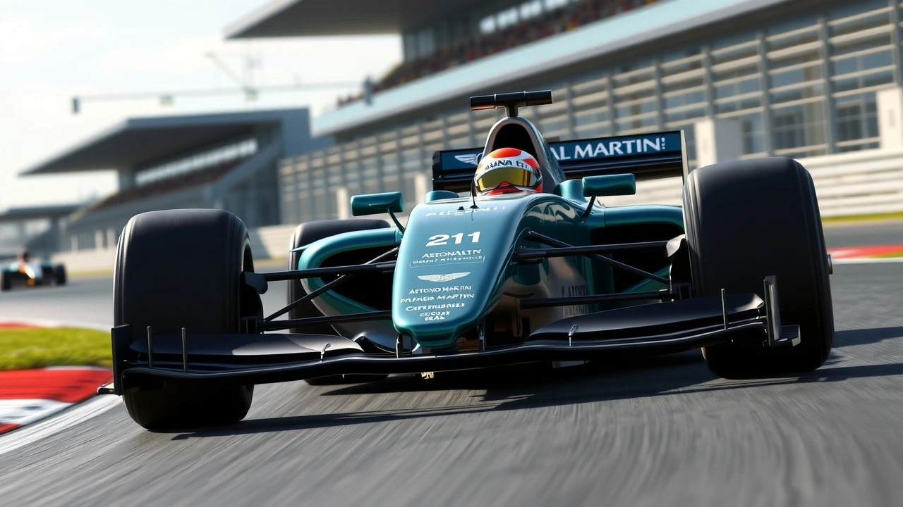 Fernando Alonso dans une voiture de course Aston Martin