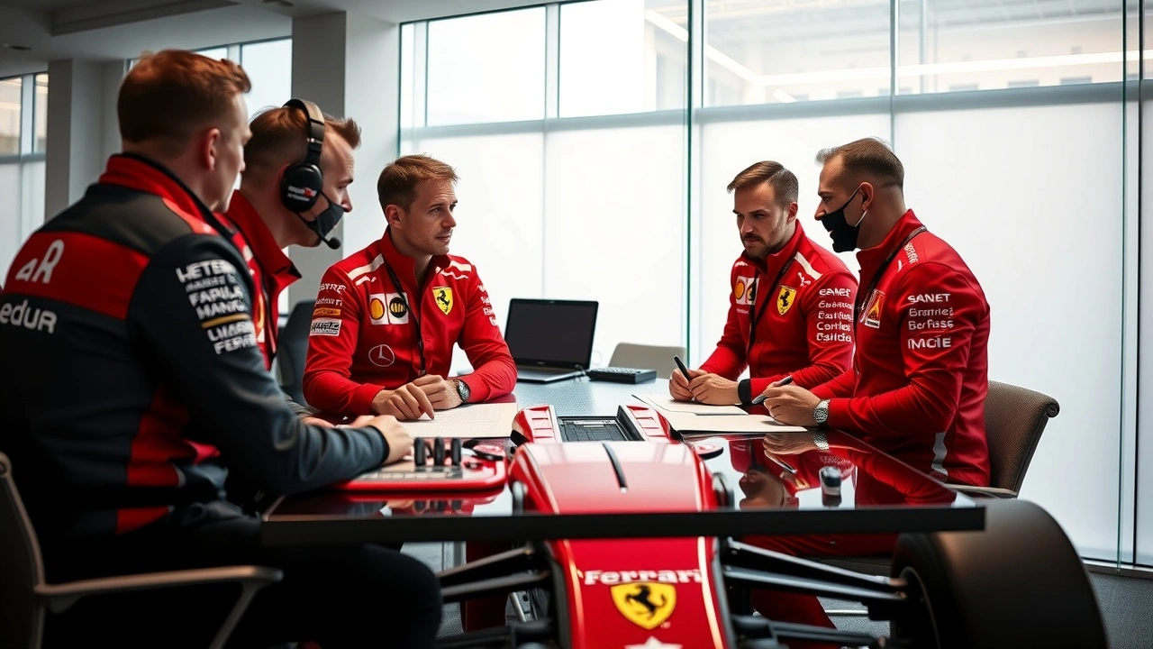 strategistes Ferrari planifiant la saison 2025